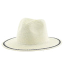 Vacation Beach Trip Striped Hollow Woven Flat Edge Straw Women Summer Sun Shading Couple Hat