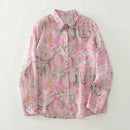 Pink floral patterned shirt on a white background, Obroi