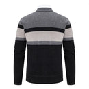 Autumn Winter Striped Cardigan Men Slim Knitted Sweaters Outerwear Mens Stand Collar Zipper Knitting