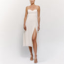 Summer Clothes For Women Dresses Vintage Style Elegant Polka Dot Dress Spaghetti Strap Self Tie Side Slit Midi Dress Sundress