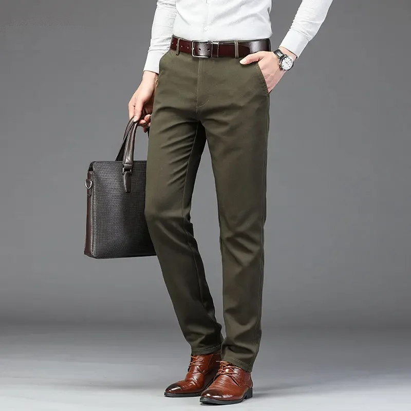 Spring Men's Stretch Slim Fit Trousers Casual Business Suit Pants Clothing Male