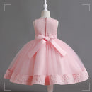 Children's  Birthday Communion Party Wedding Lace Dresses Elegant Bow Clothes Performance Princess Dress