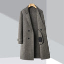 Men Wool Jacket Business Suit Collar Outdoor Job Warm Wool Coat Knee High Design Journey Light Winter Overcoat