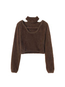 Hollow Out Long Sleeve Pink Crop Top Female Clothing Casual Pullover Sexy Sweater Women Corset Clothes Aesthetic