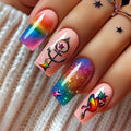 Colorful nail art with anchor designs on a textured surface, Obroi
