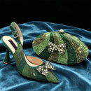 Elegant Inspired Rhinestone High Heels Mini Oval Bag Women's Shoes for Special Occasions