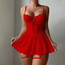 Lace Bras Translucent Temptation Sleepwear Pure Desire Two-Piece Set