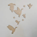 Wooden Group WildGeese Wall Stickers Kids Room Swan Wall Wood Cover Nursery Neutral Decor