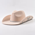 Women Western Cowboy Hat Wide Brim Rhinestone Star Hats for Wedding Reception Dance Floor Bachelor Party Costume