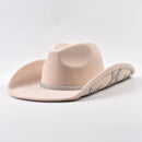 Women Western Cowboy Hat Wide Brim Rhinestone Star Hats for Wedding Reception Dance Floor Bachelor Party Costume