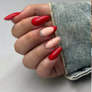 Medium-length Acrylic Almond Fake Nails Art Cool Hottie Girl Wear False Nails Europe and USA Press on Nail Removable French Nail