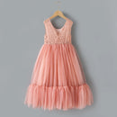 Girl Summer Party Dress Sleeveless Bean Paste Powder Princess Dresses Wedding Formal Dress