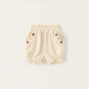 New Summer Kids Girl Sets Colorful Polka Shirt Strawberry Embroidery Shorts Toddler Clothing