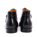 Mens Ankle Boots Genuine Calf Leather Double Buckles Monk Strap Basic Shoes Men Motorcycle Boots