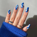 Waves Design Wearable Nail Art Glossy Fake Nails Short Ballet Finished False Nails Press on Nails with Glue