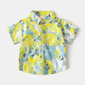 Children's short-sleeve shirt with shark pattern on a white background, Obroi