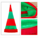 Lengthened Red and Green Stripes Plush Christmas Hat Holiday Decoration Elf Clown Curved Hat Party Santa Hat