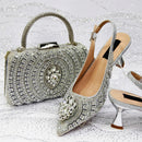 Women Shoes Heels and Bags Rhinestone Chain Ladies Wedding Party Elegant