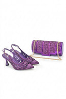 Shoes and Bag Set African Sets Italian Shoe Bag Set Decorated with Rhinestone Quality!