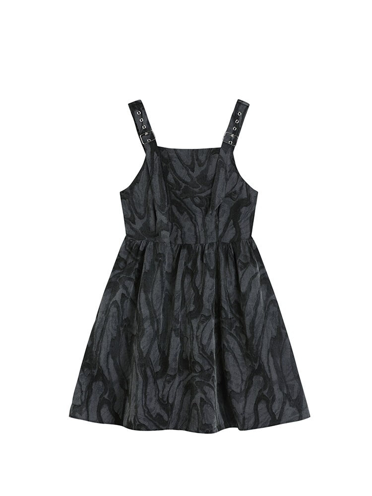 Women's Dresses Two-Piece Set Gothic Short Sleeve T-Shirts Tops Female Elegant Vintage Chic Suspender Dress Summer