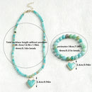 Minimalist Women's Jewelry 4mm Natural Stone Beaded Short Necklace Heart Pendant 8mm Stretch Bracelet