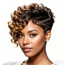 Short Pixie Cut Wig Human Hair Wigs for Women Human Hair with Side Bangs Curly Layered Virgin Pixie Wigs