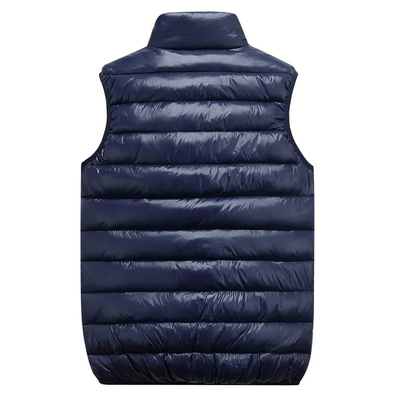 Winter Men Cotton Padded Vest Autumn Casual Warm Lightweight Sleeveless Jacket Male Waistcoat