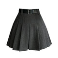 Gray pleated skirt with a belt on a white background, Obroi
