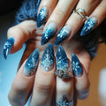 Medium long nails for Chirstmas Square almond tips christmas tree snowflake gift snowman press on nail