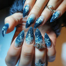 Medium long nails for Chirstmas Square almond tips christmas tree snowflake gift snowman press on nail