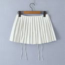 Women Pleated Mini Skirt Low Waist Super Short Skirts Chic Metal Zipper Slim Skort
