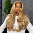 Creamy Belge Blonde Human Hair Wigs Frontal Wigs Transparent Body Wave Wig