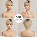 Short Pixie Cut Human Hair Wig Layered Wigs with Bangs Human Hair Natural Straight Wig