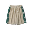 Vintage Distressed Heavy Embroidered Cargo Shorts Men High Street Couple Corduroy Pants for Summer