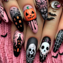 Halloween Square Press on Nails Skull Pumpkin Nails Skull Pumpkin Press on Nails Halloween Detachable