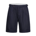 Navy blue shorts with a belt on a white background, Obroi