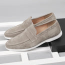 Loafers Spring and Autumn Suede Leather Flat Genuine Leather Men Walking Shoes Casual Shoes