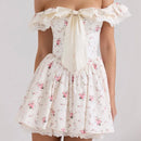 Summer Women Floral Off Shoulder Dresses  Elegant  A-line Party Mini Dress