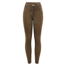 Brown Mid High Waist Cropped Jeans Woman Ultra Stretchy Skinny Denim Pants Jeans For Women Clothing