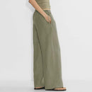 Linen Women's Chic Straight Pants Summer Flowing Casual Loose Wide-Leg Pants Woman Trousers