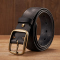 Thick Copper Pin Buckle Real Genuine Leather Belt For Jeans Casual Belt Men Waistband Retro Luxury Male Strap