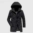 Men Down Jacket Duck Coat Hooded Parkas Male Long Trench Clothing Winter Thicken Outerwear Solid Windbreaker