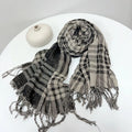 Thin Linen Striped Scarf Four Seasons Versatile Soft Neck Guard Silk Scarf Women's Travel Shawl Scarf