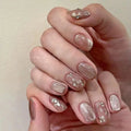 Ballerina and Square False Nails Black Nail Tips Gold Red Edge Glitter Press on Nails