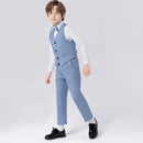 Child Spring Autumn Formal Suit Set Boy Piano Host Wedding Party Photography Costume Kids Blazer Vest Pants Bowtie