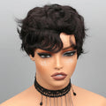 Short Pixie Cut Wig Human Hair Lace Front Wig for Women Textured Layered Side Bang Natural Hairline