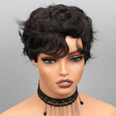 Short Pixie Cut Wig Human Hair Lace Front Wig for Women Textured Layered Side Bang Natural Hairline