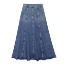 Denim Long Skirt Women Casual Wide Long Skirt Chic Lady Female Clothing