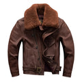 Winter Leather Jacket Men Retro Genuine Natural Thick Diagonal Zipper Leather Coat