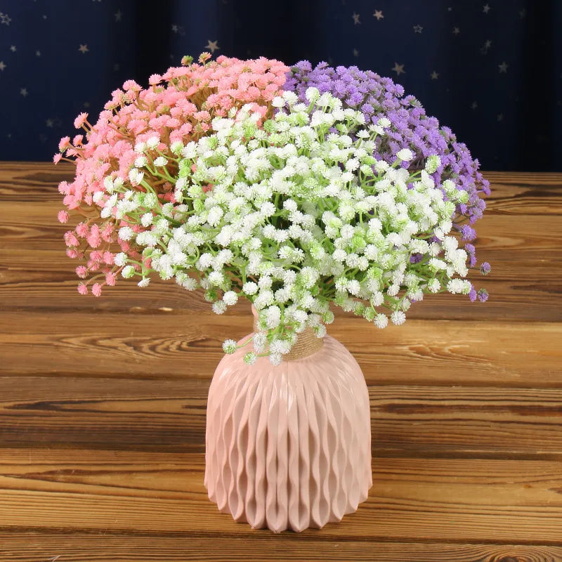 Babies Breath Artificial Flowers Plastic Gypsophila DIY Floral Bouquets Arrangement for Wedding Home Decoration